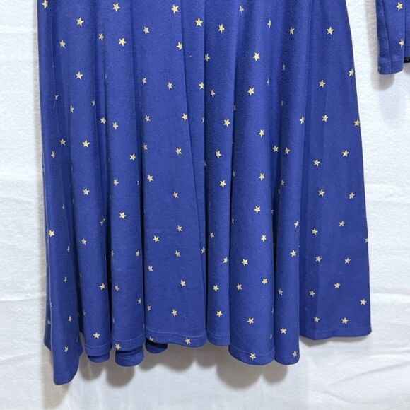 Girl's Mini Boden Navy Gold Star Long Sleeve Skater Dress Size 11-12Y Preppy - Picture 8 of 12